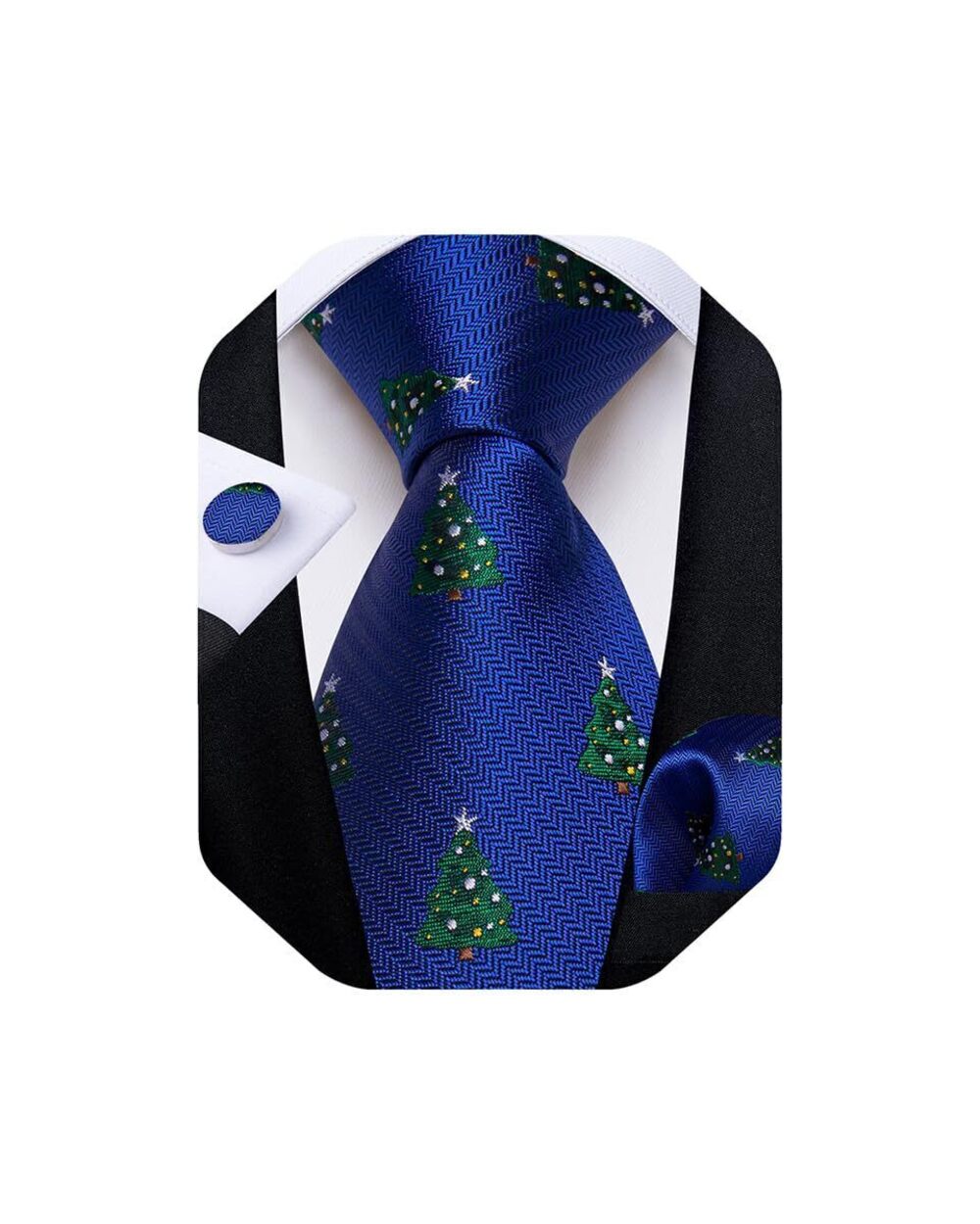 9071 Christmas Ties Xmas Holiday Necktie and Pocket Square Cufflinks Set